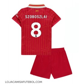 Camisa de Futebol Liverpool Dominik Szoboszlai #8 Equipamento Principal Infantil 2024-25 Manga Curta (+ Calças curtas)